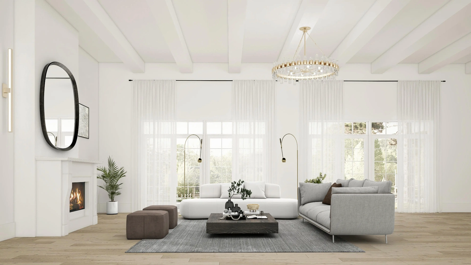 Photorealistic virtually staged living room