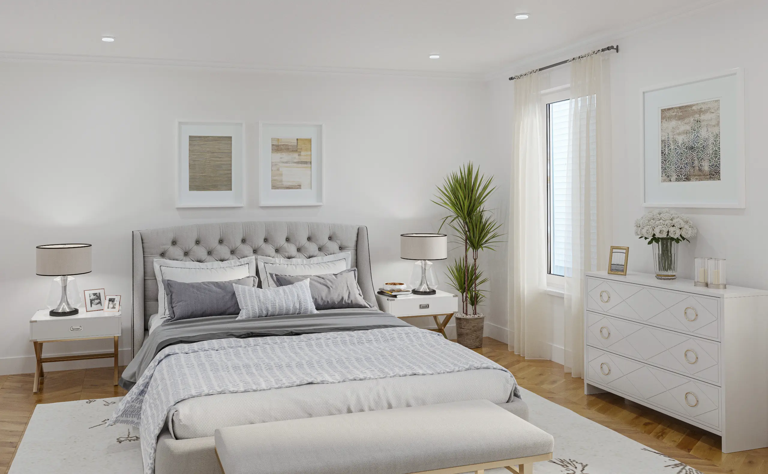 Unfinished bedroom before and after virtual renovation