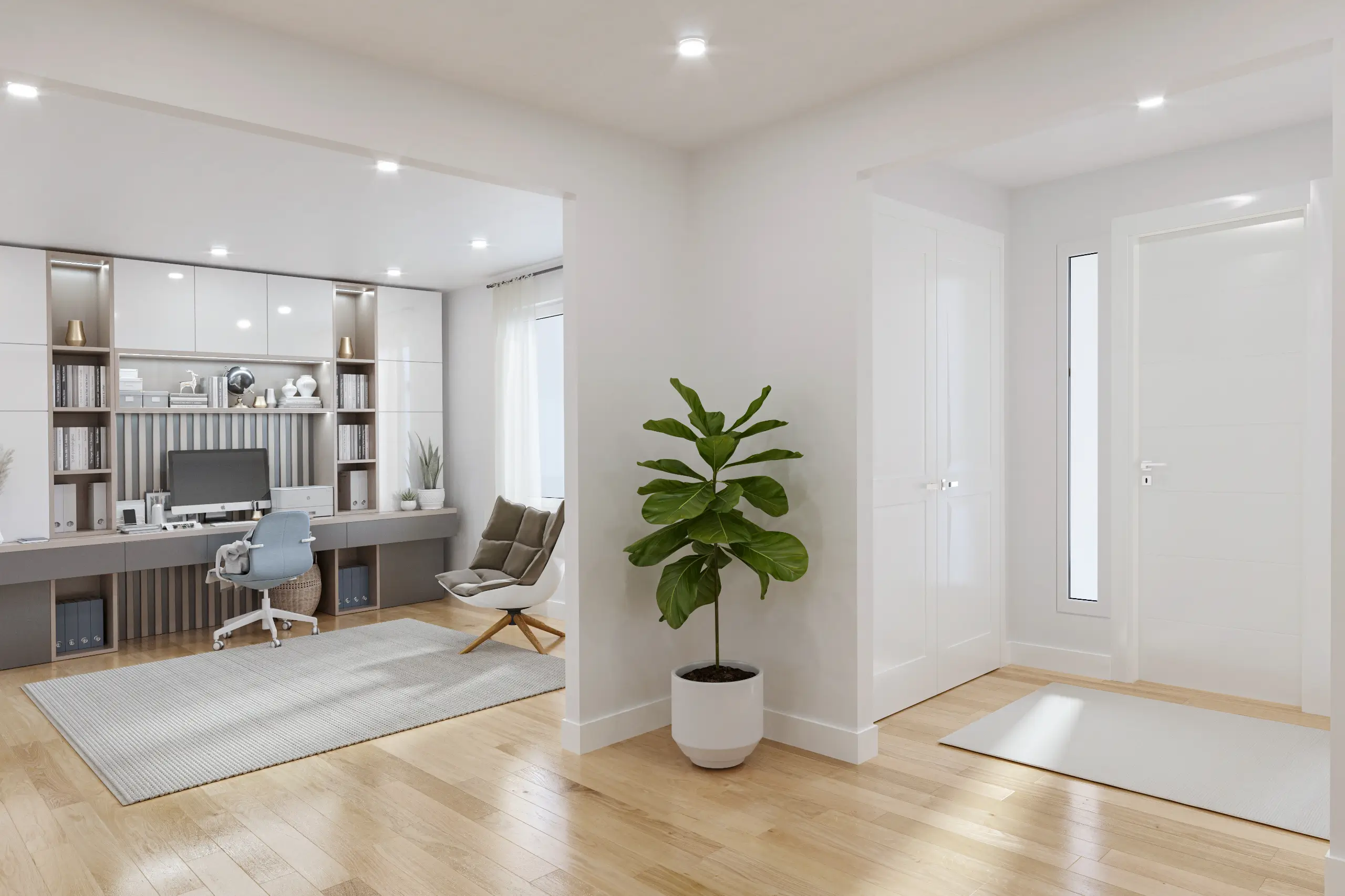 Unfinished bonus room before and after virtual renovation