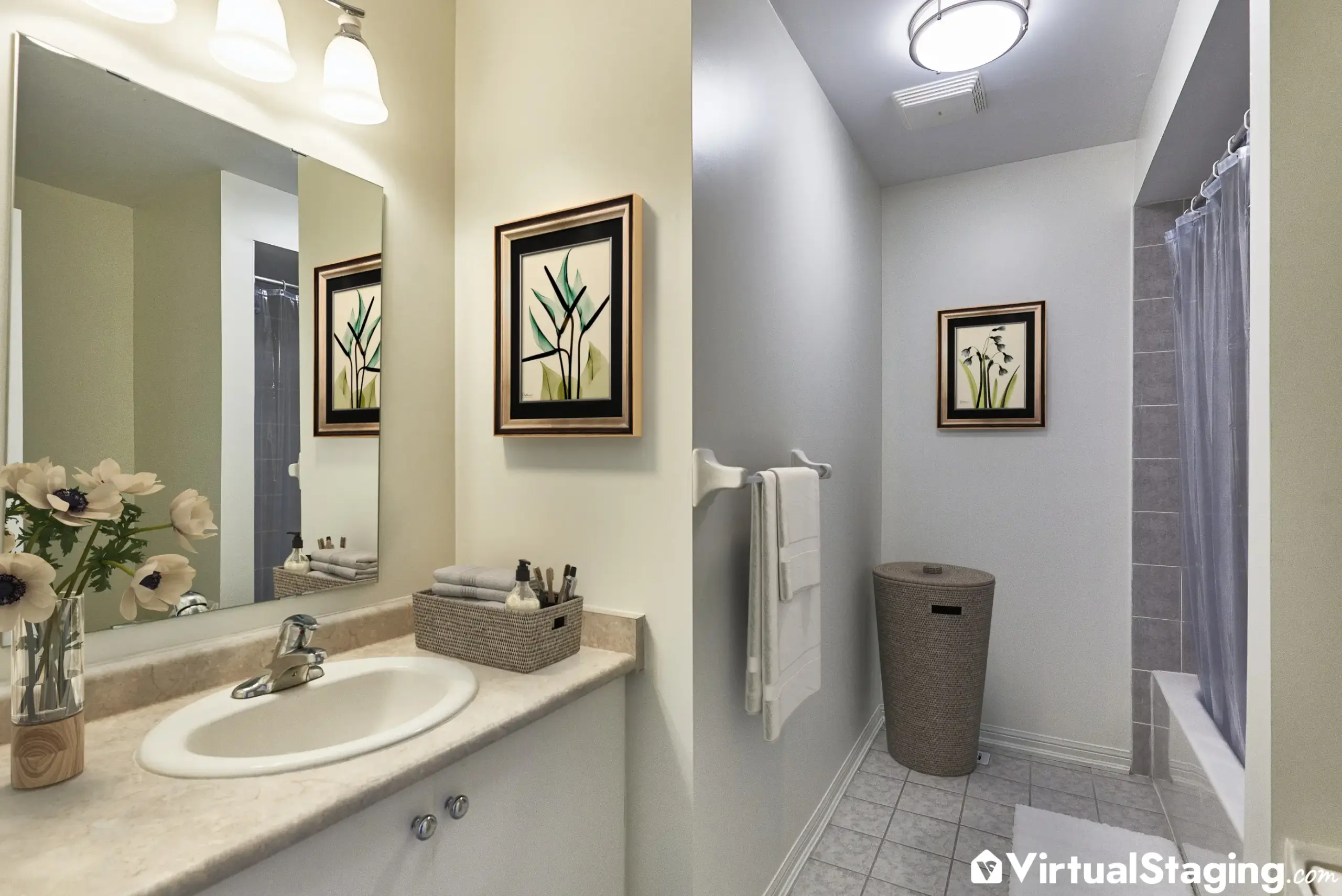 A photo of bathroom staging, done digitally