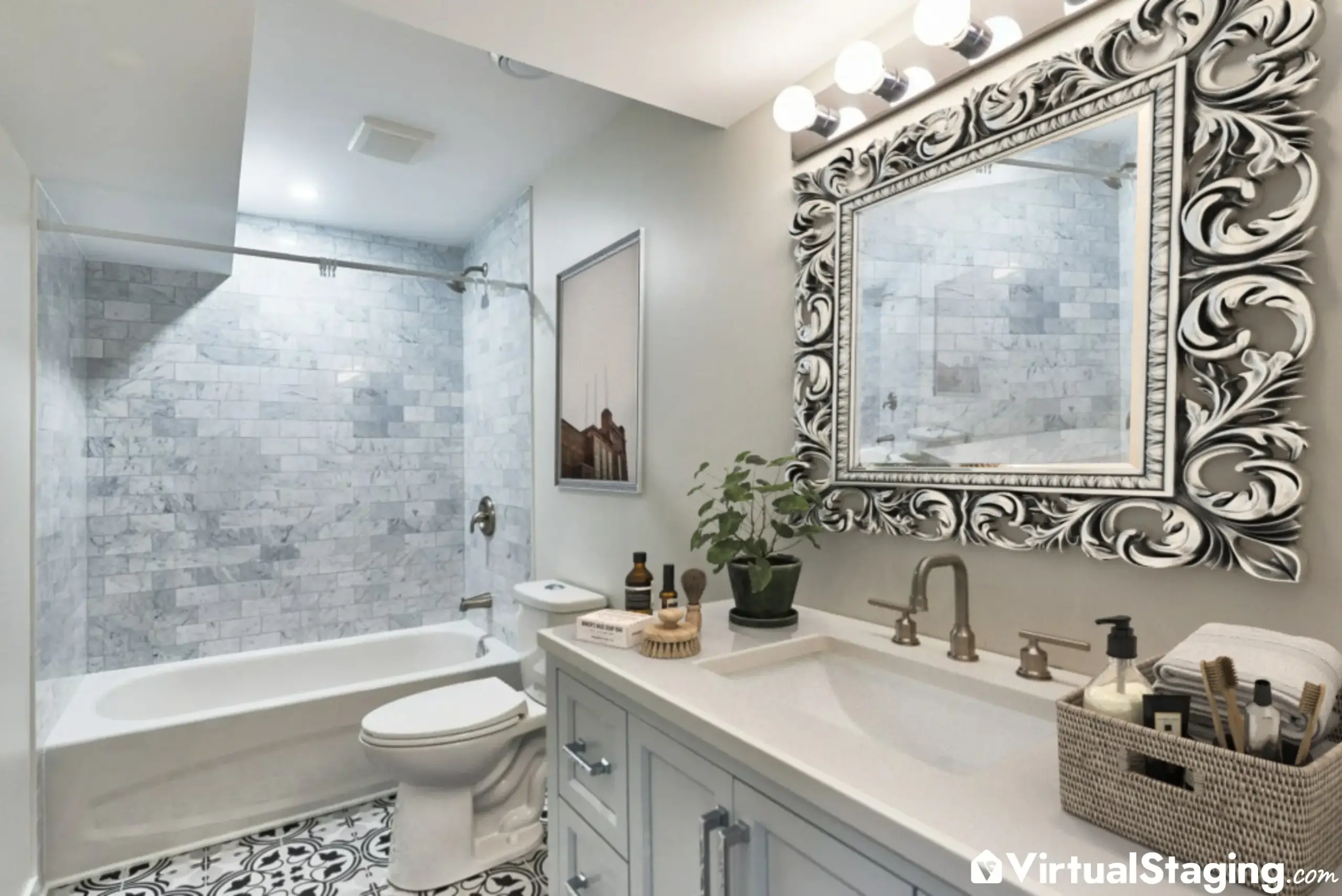 An image of a virtually staged bathroom