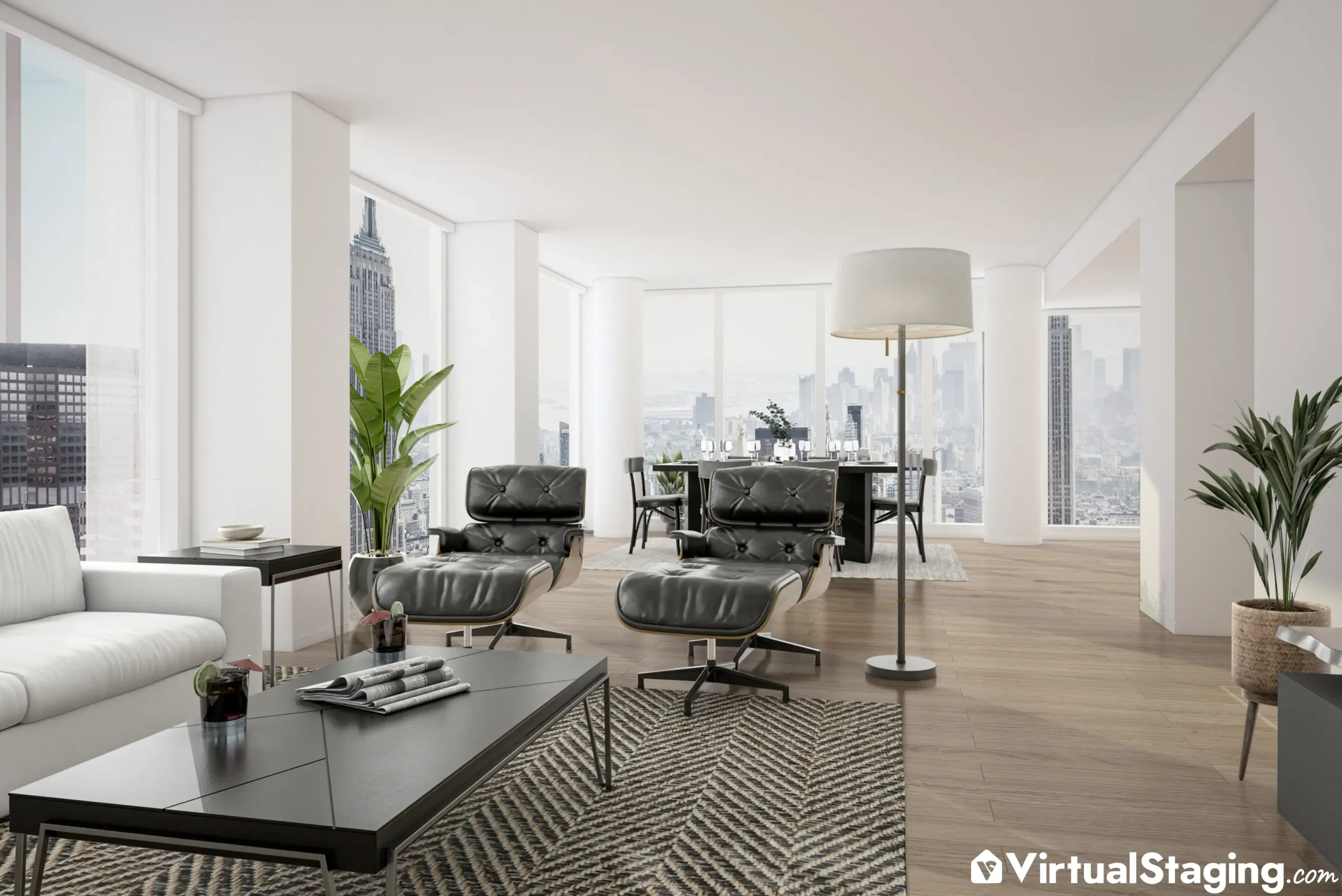 high-resolution virtual staging of a condo living room