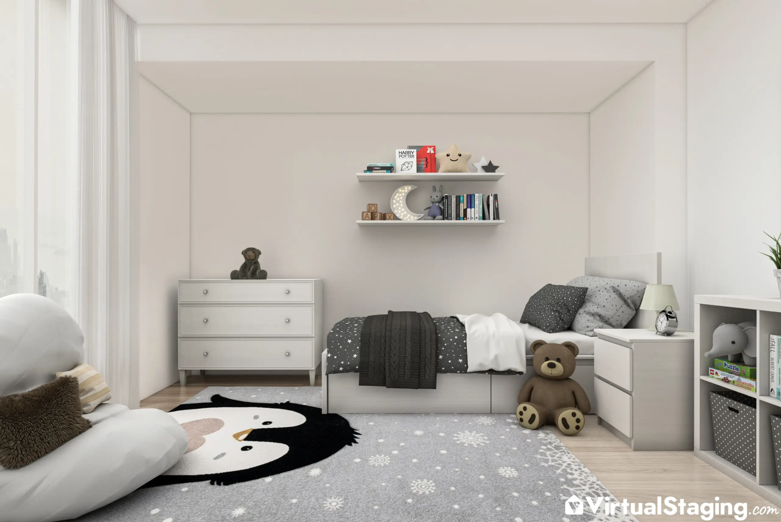 high-quality virtual staging of a children's bedroom