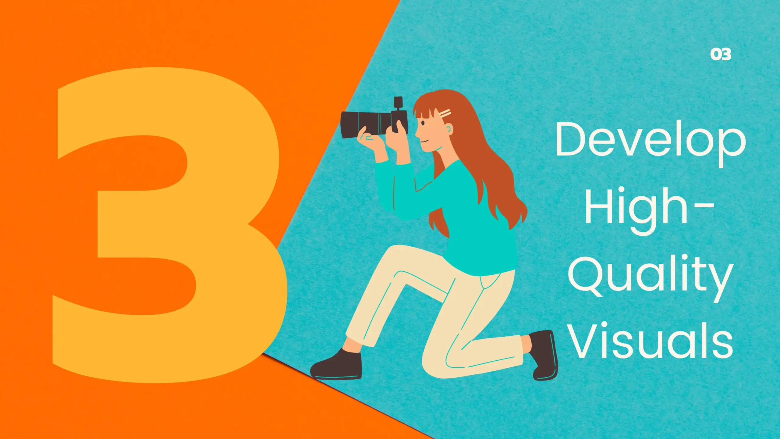 Step 3: Develop High-Quality Visuals - Illustration of a photographer taking pictures, emphasizing the importance of professional photography in real estate listing marketing.