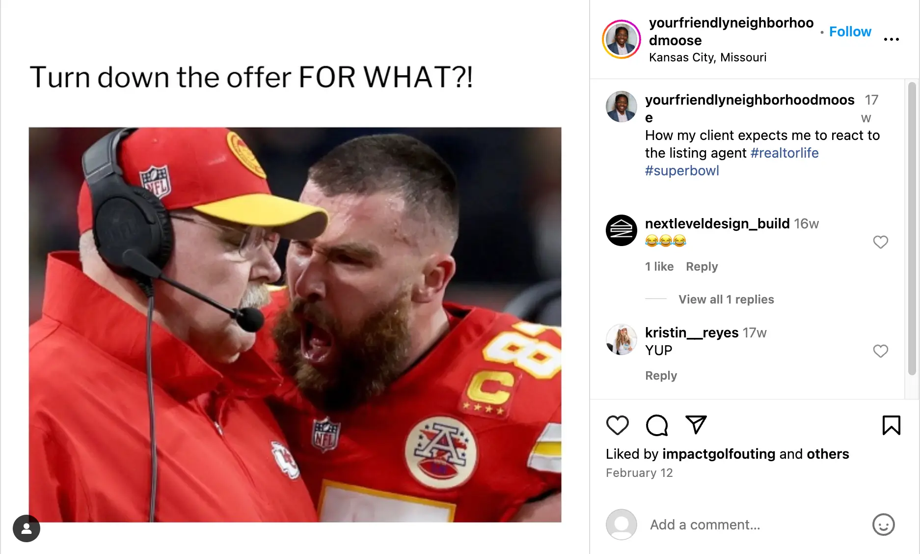 An example of a real estate meme and realtor humor social media post on instagram