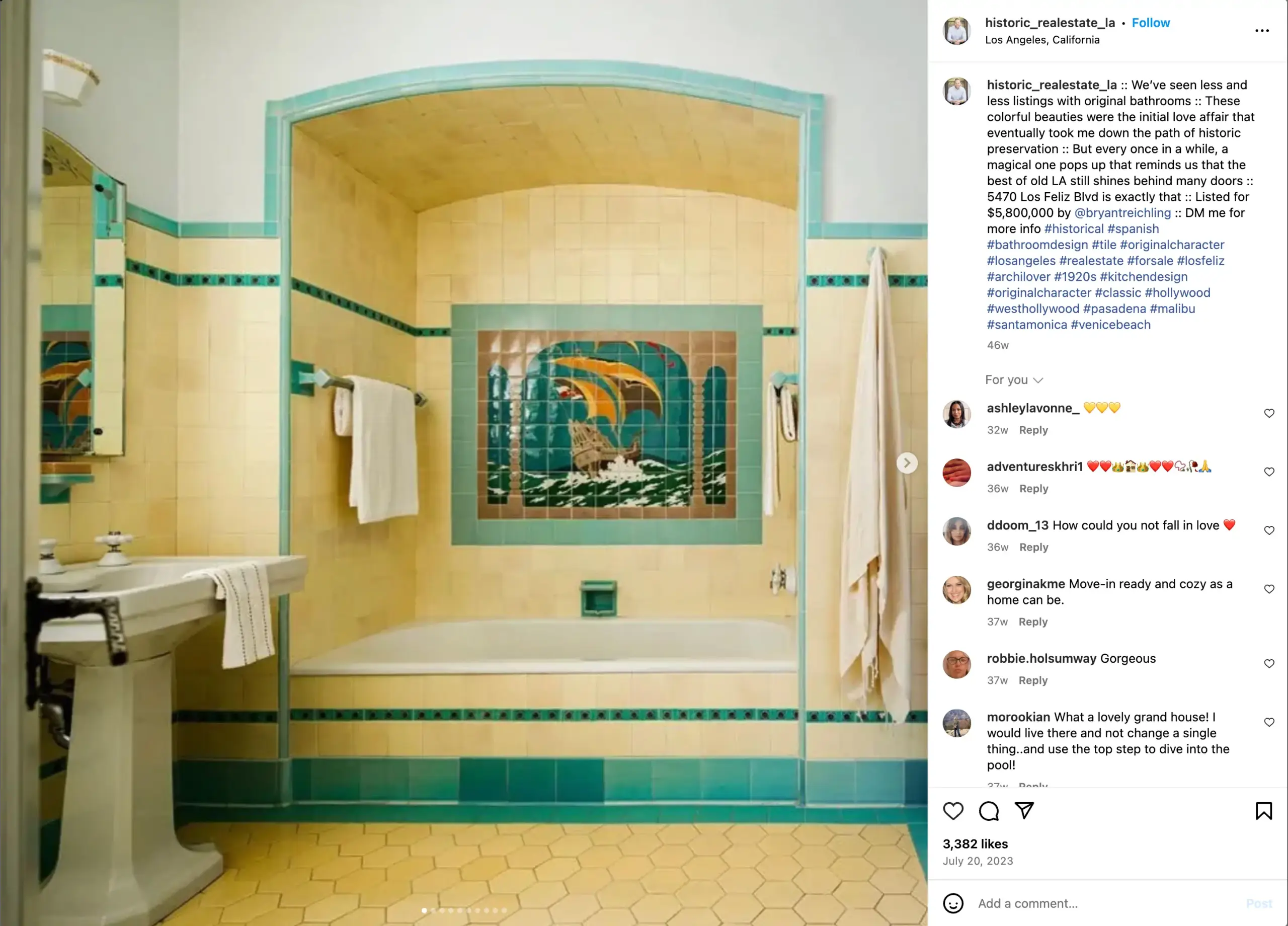 An example of a real estate social media post highlighting unusual feature of a property