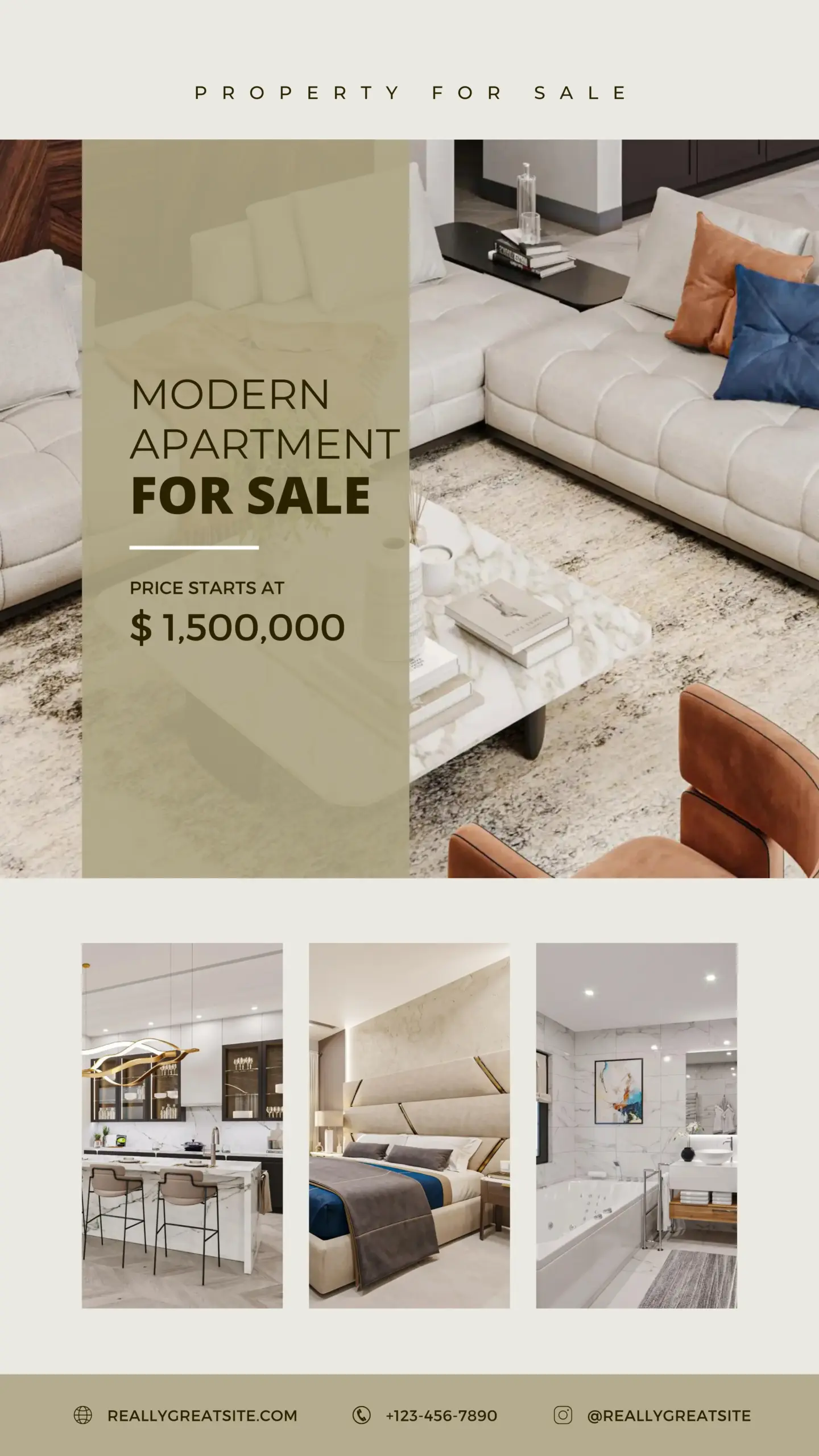An example of a real estate instagram story post featuring photos of virtual staging