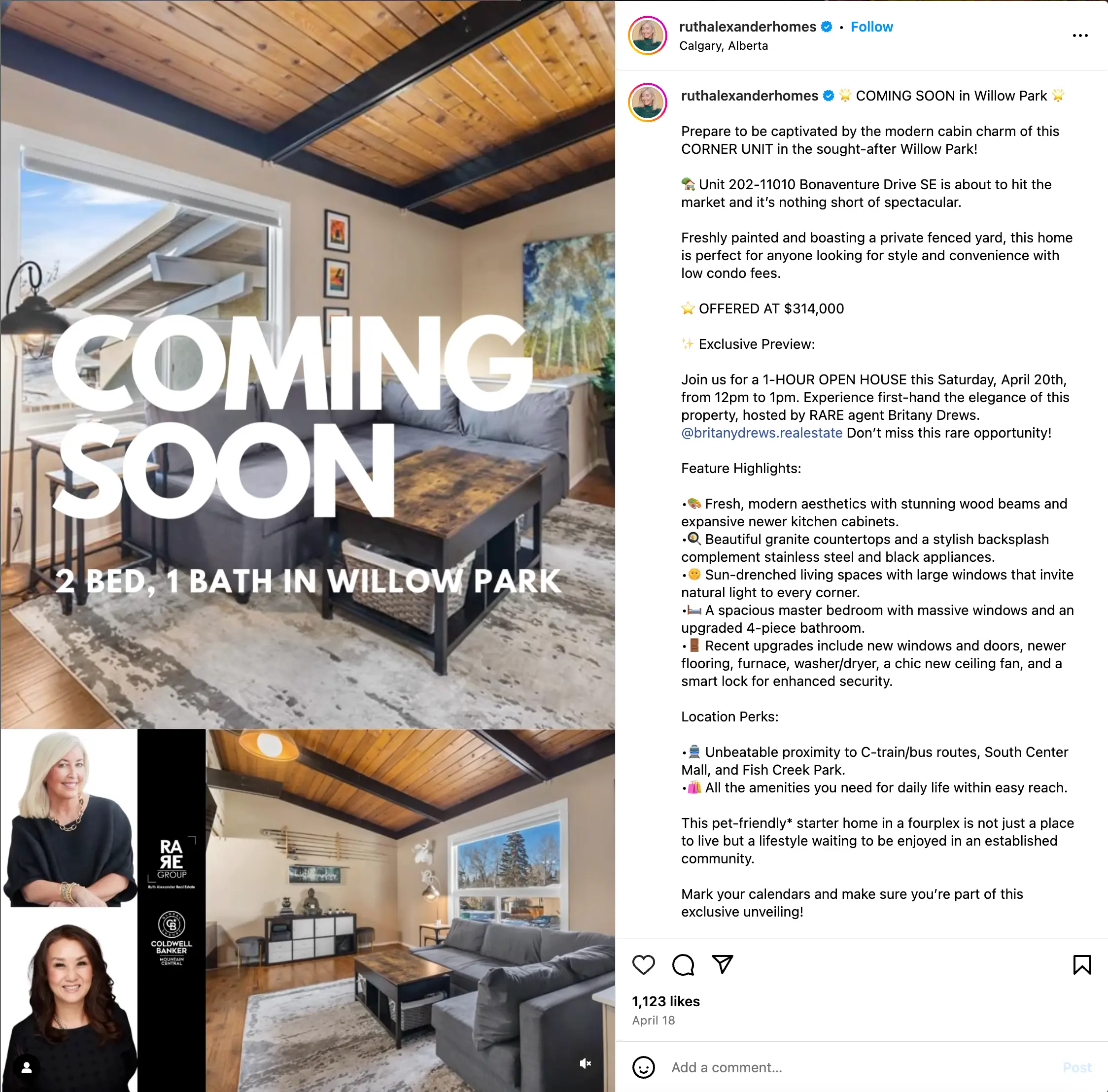 An example of a coming soon real estate post on instagram; coming soon flyer