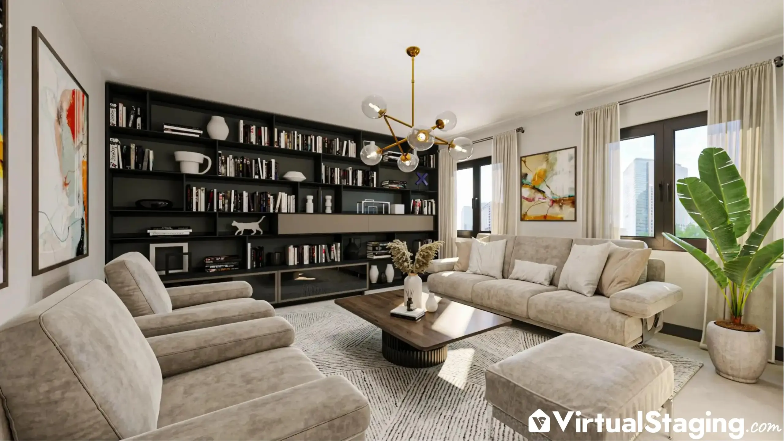 Luxury virtual staging of a living room