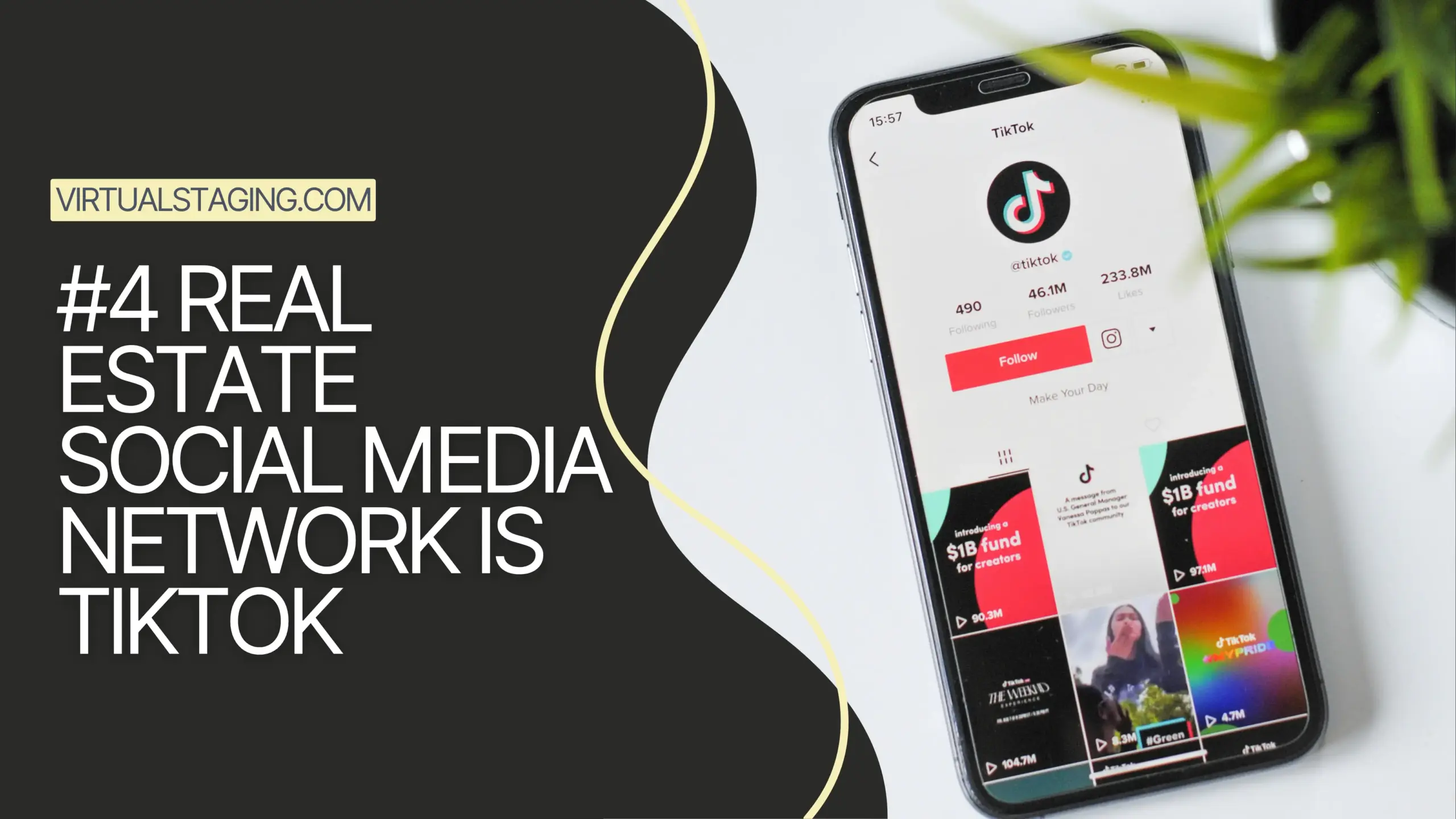 An engaging graphic illustration stating that #4 real estate social network is tiktok