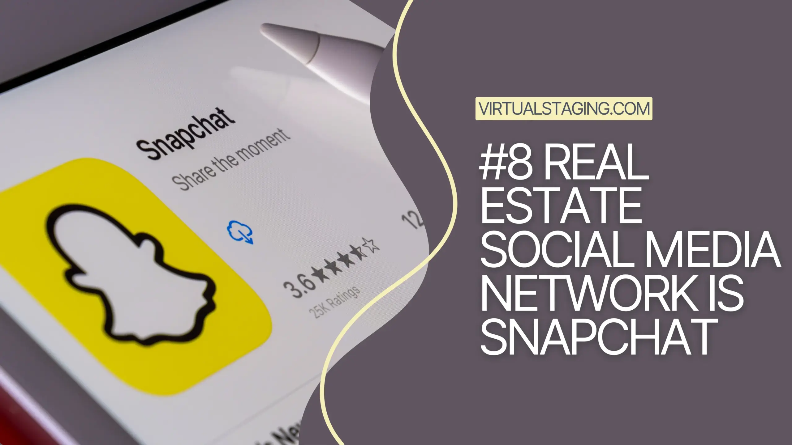 An engaging graphic illustration stating that #8 real estate social network is snapchat