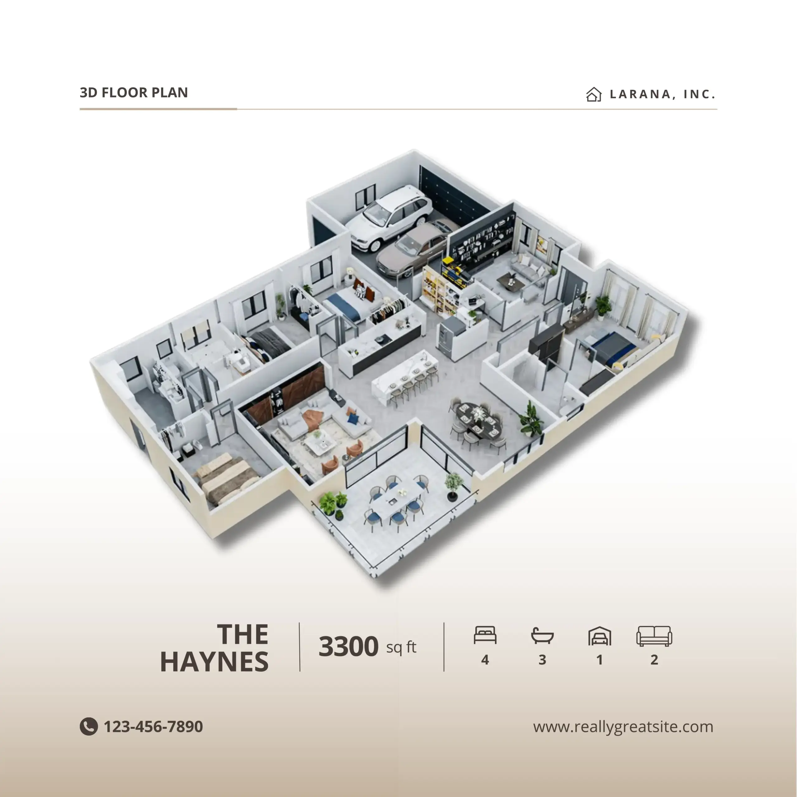 An example of real estate social media post featuring a 3D floor plan of a house