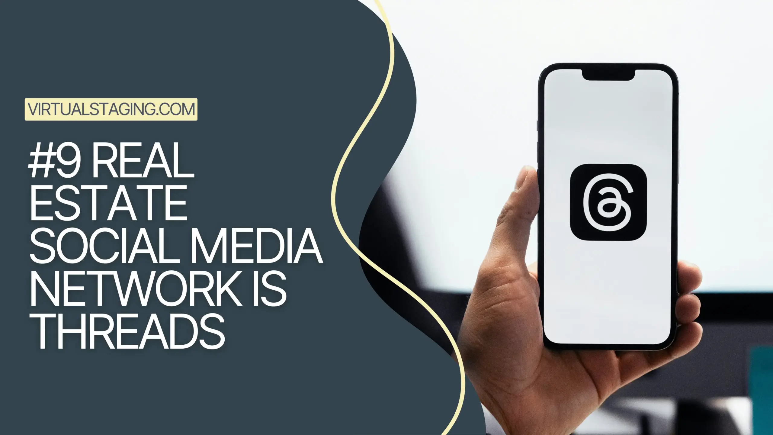 An engaging graphic illustration stating that #9 real estate social network is threads