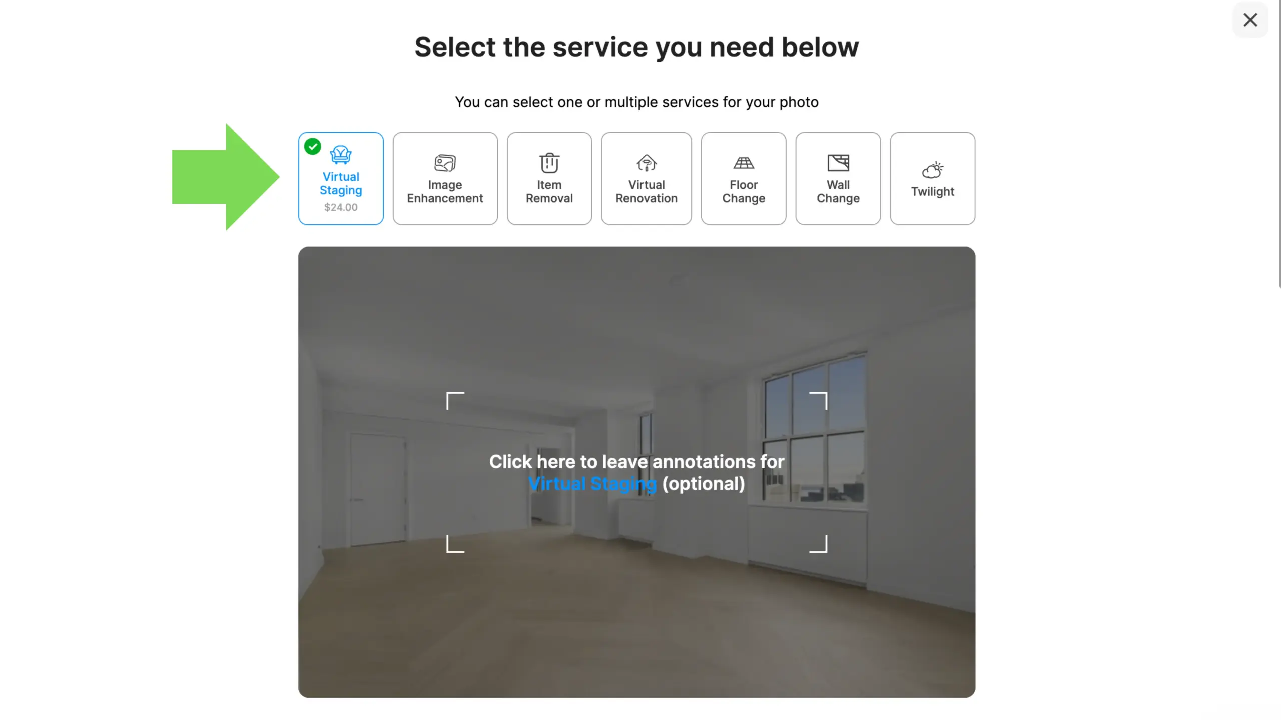 An image showing step 5 in step-by-step guide of virtually staging a home using VirtualStaging.com