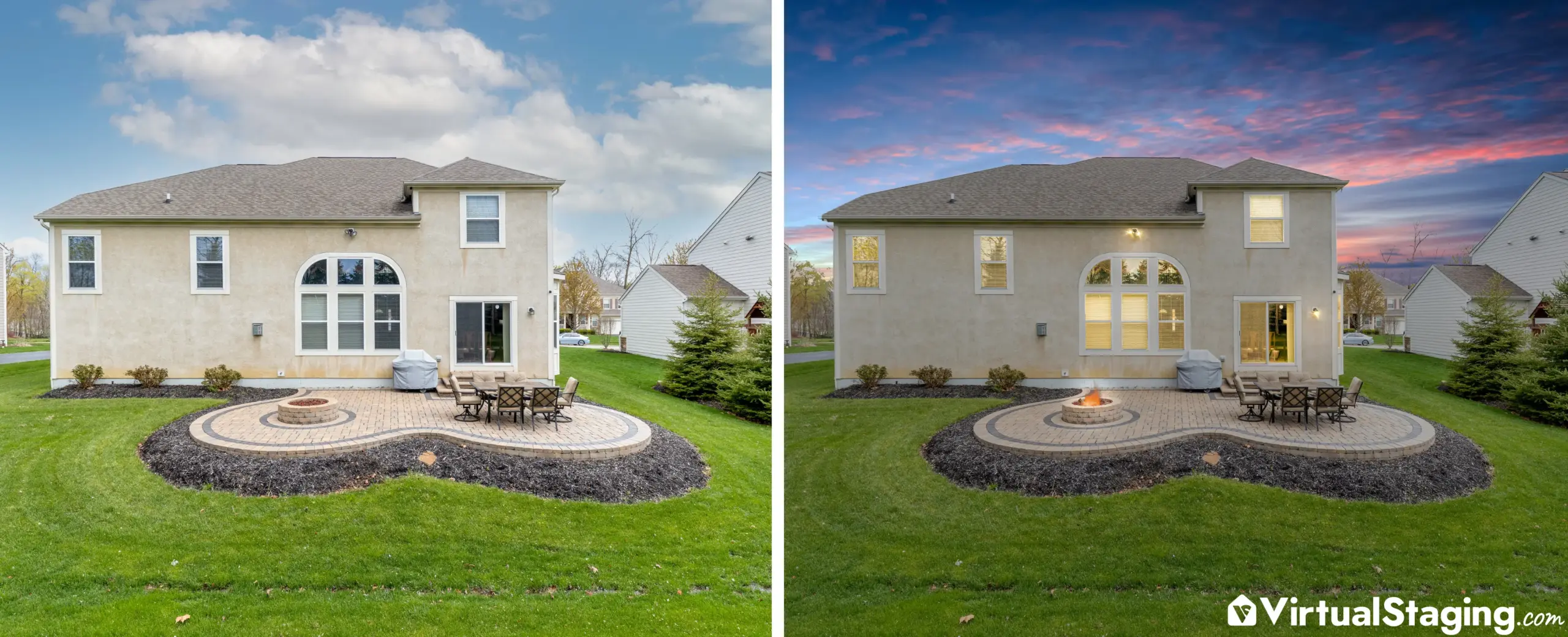 An example of adding twilight backdrop to exterior property image