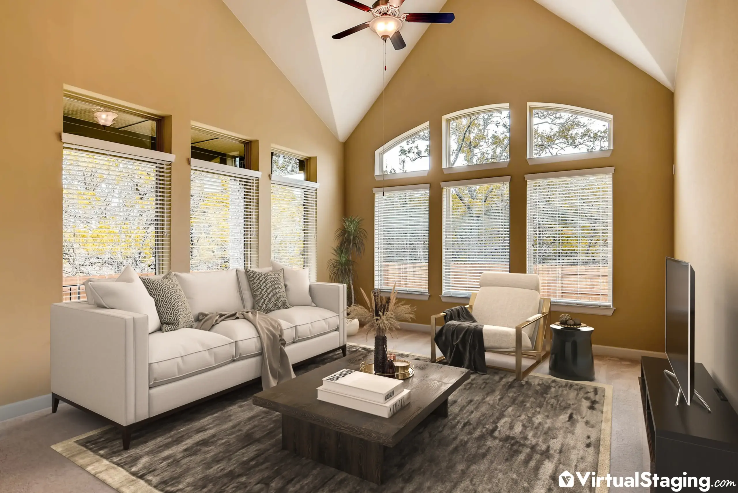 An example of a virtually staged living room