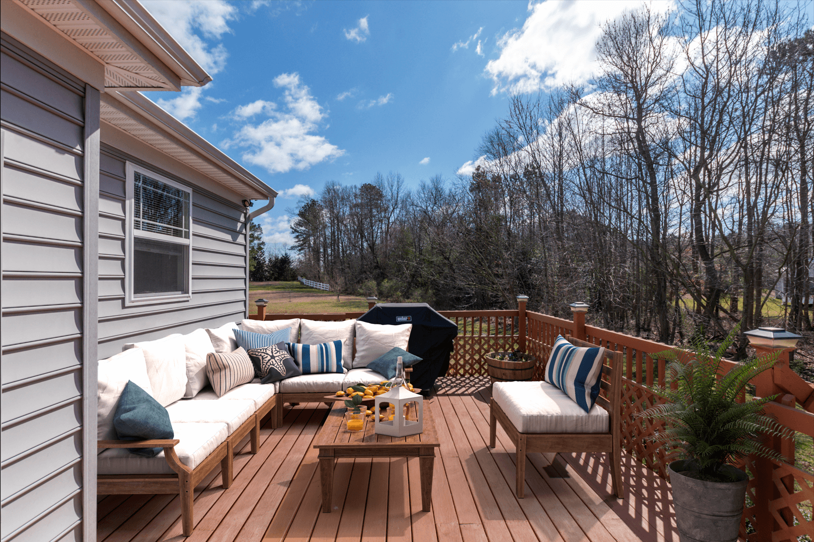 Virtual staging of an exterior space