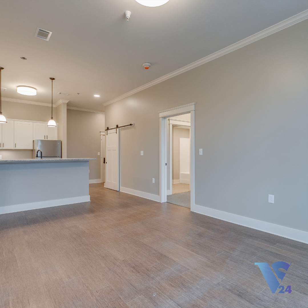 Real estate photography of an empty living room
