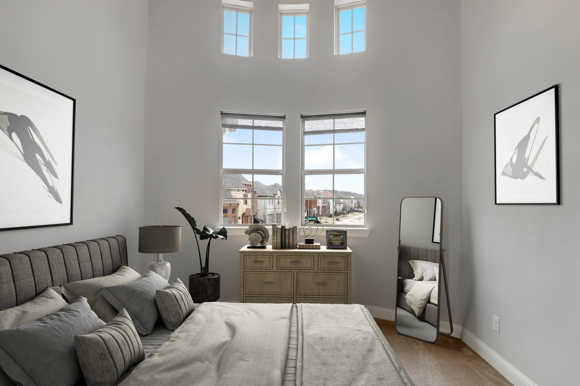 An example of luxury virtual staging of a master bedroom