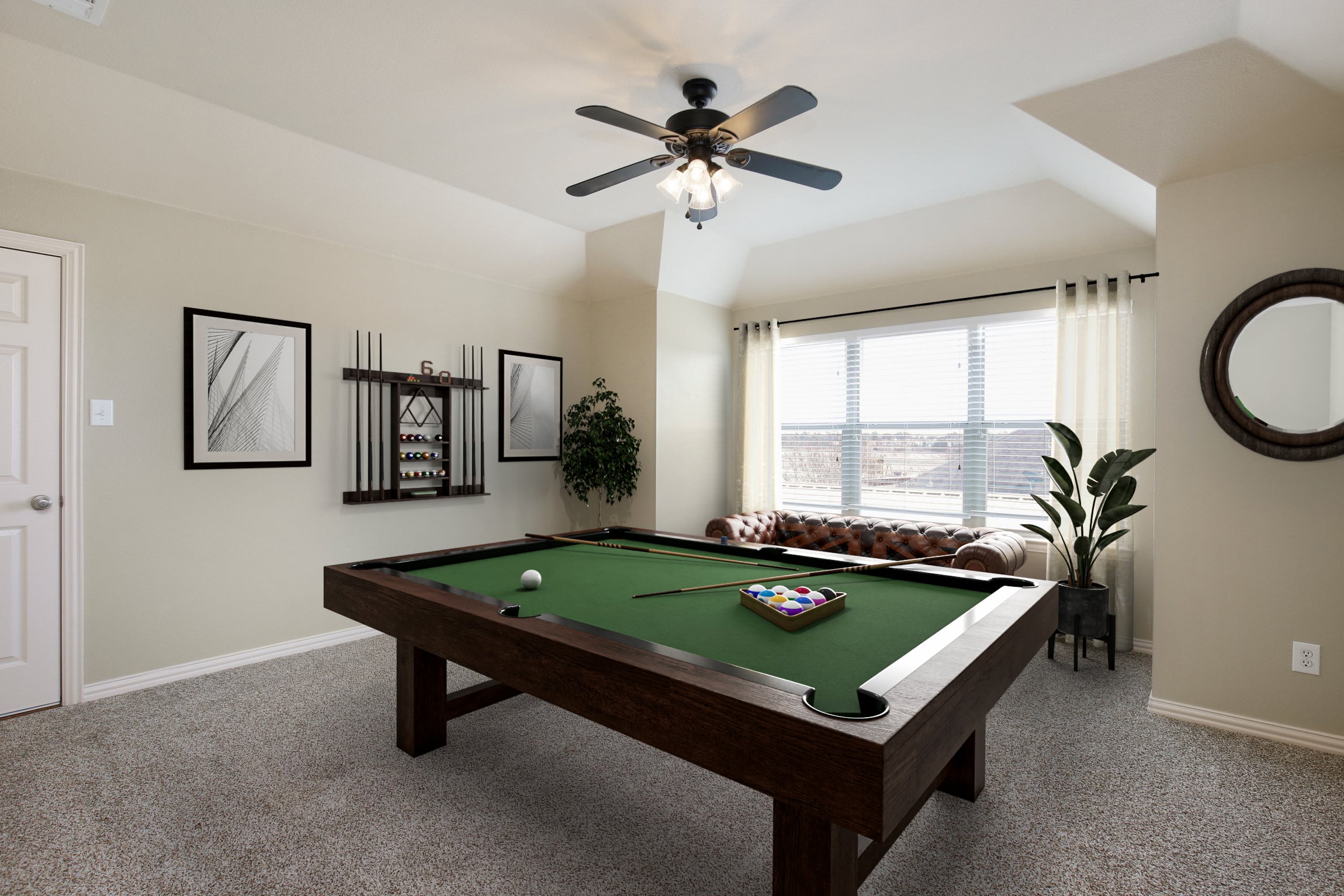 Luxury staging of a pool table; games room