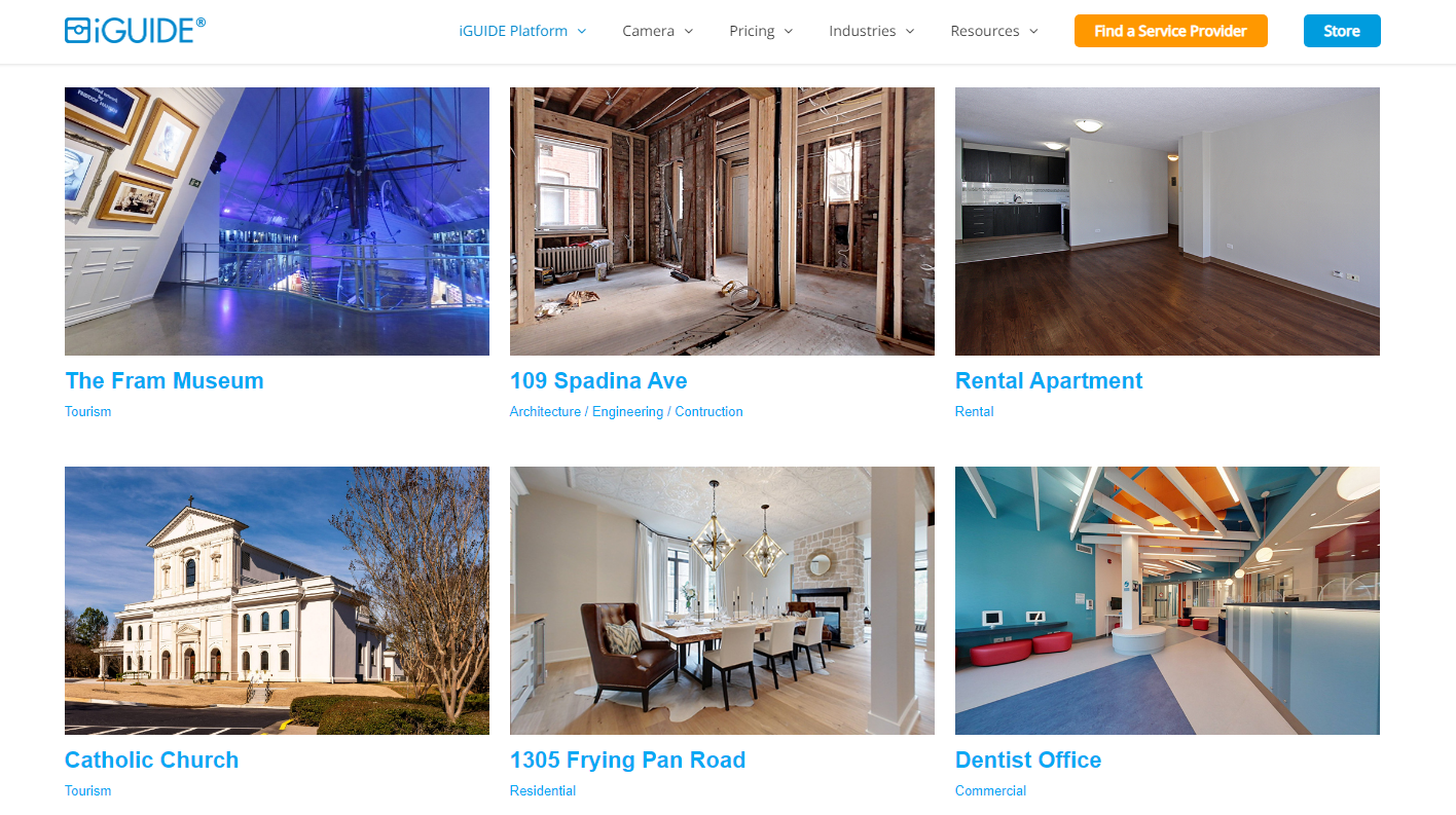 A screenshot of iGuide's gallery