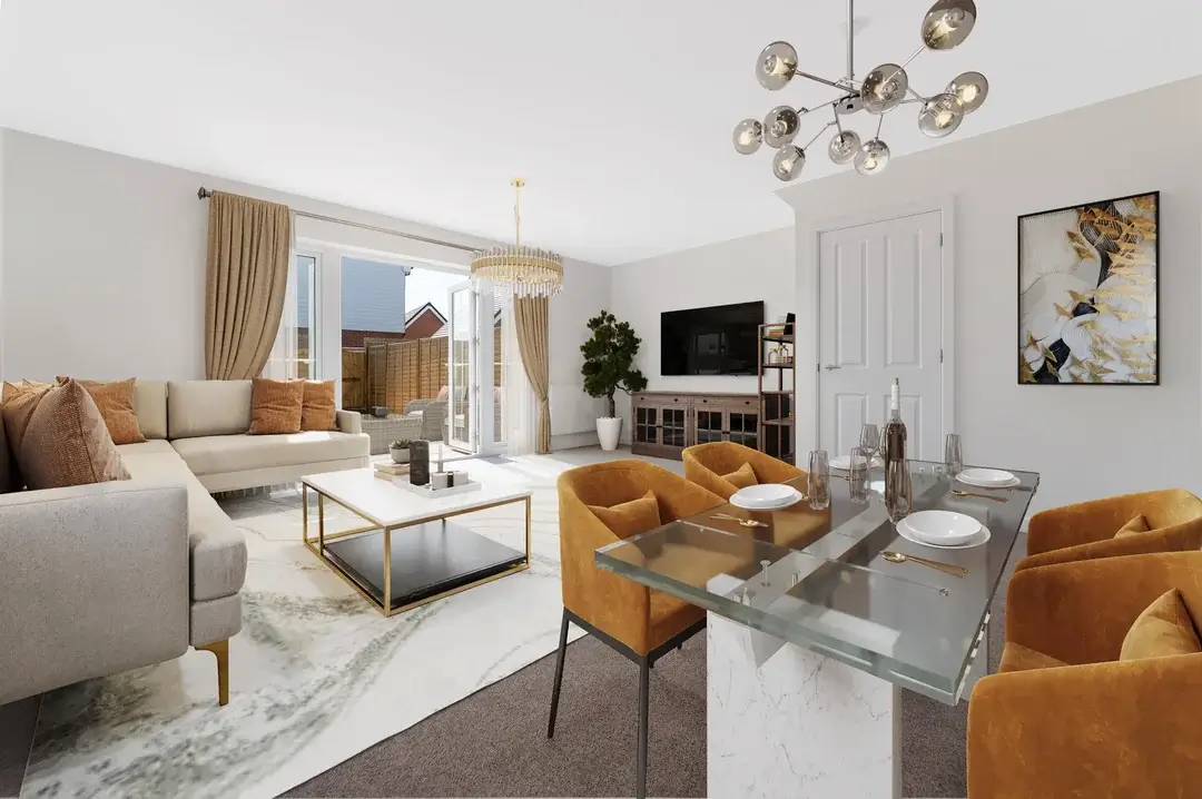 An image depicting virtual staging with incorrect furniture scale