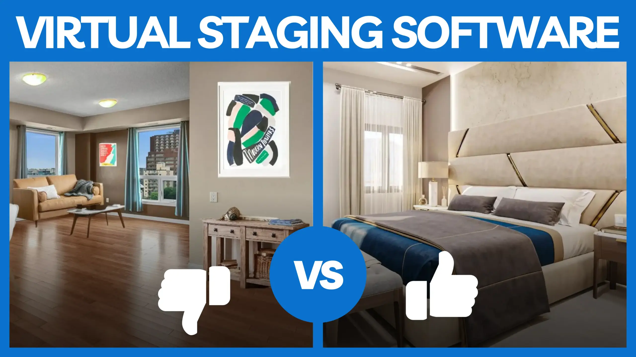An image about virtual staging software depicting bad virtual staging and good virtual staging