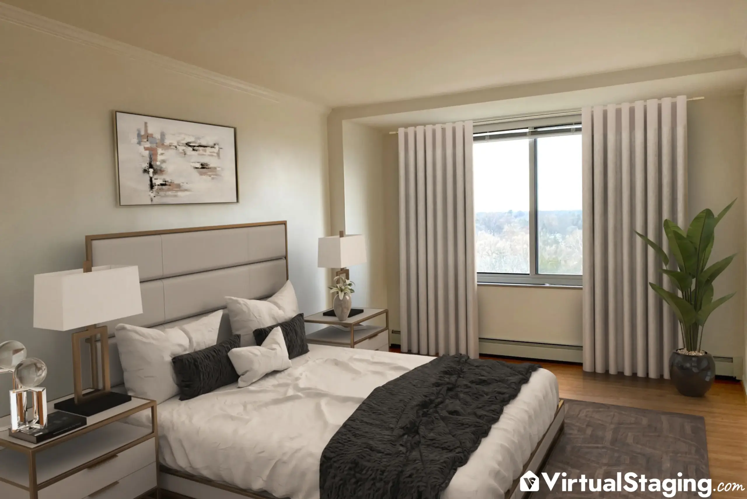 After photo f a virtually staged master bedroom