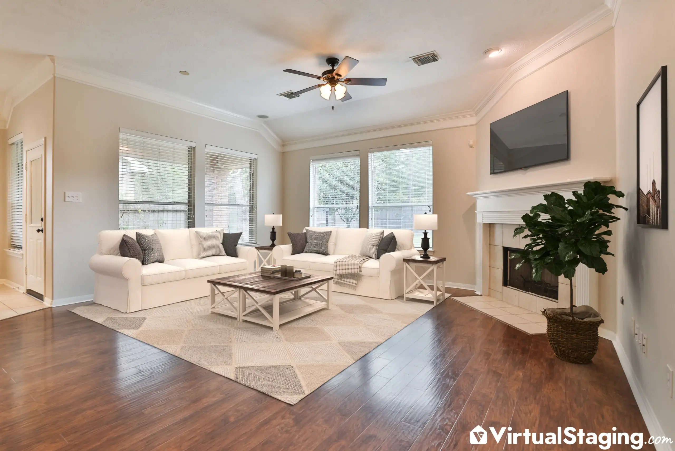 An example of living room virtual staging